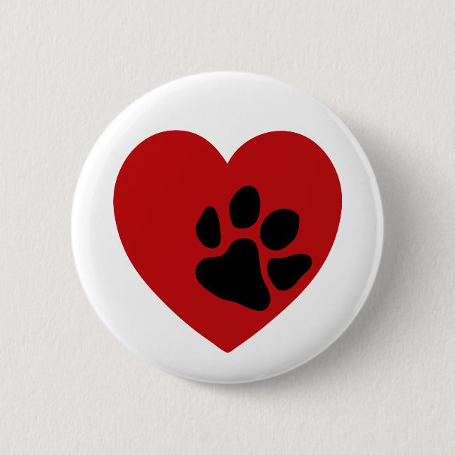 Badge Rond 5 Cm Empreinte de patte dans mon coeur (Devant)