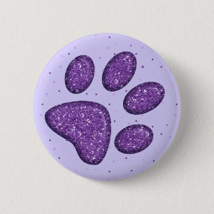 Badge Rond 5 Cm empreinte de patte de chat mousseux - violet