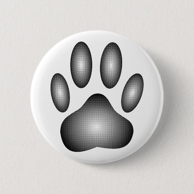 Badge Rond 5 Cm Empreinte de patte de chien en dégradé noir et bla (Devant)