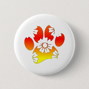 Badge Rond 5 Cm Empreinte de patte de chien floral