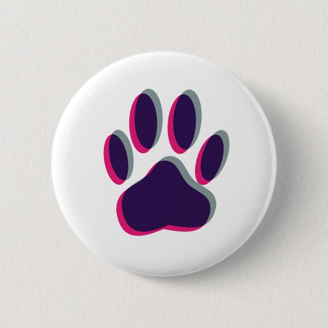 Badge Rond 5 Cm Empreinte de patte de chien hors de l'attention (Devant)