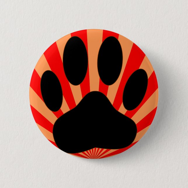 Badge Rond 5 Cm Empreinte de patte de chien radiant (Devant)