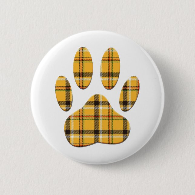 Badge Rond 5 Cm Empreinte de patte de chien Tartan (Devant)