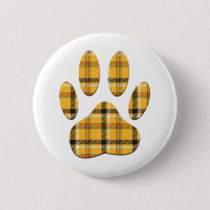 Badge Rond 5 Cm Empreinte de patte de chien Tartan