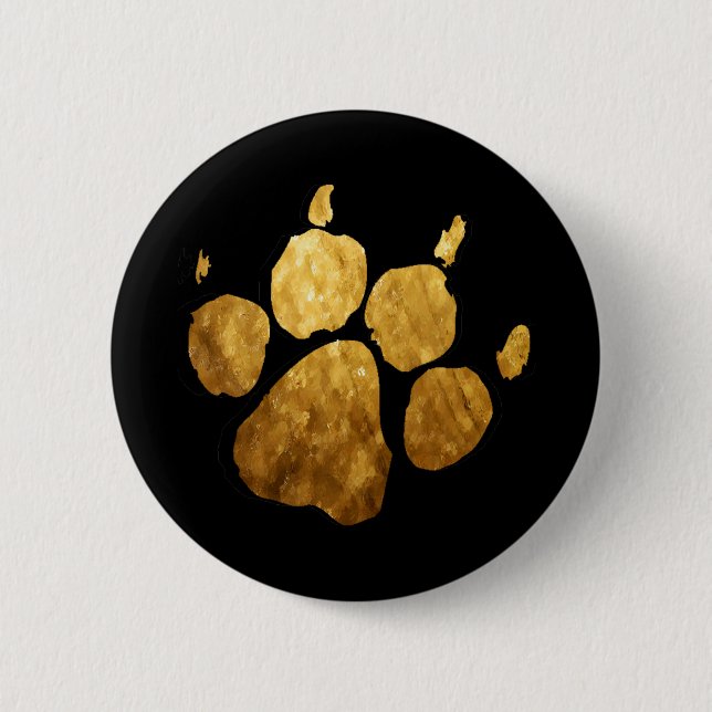 Badge Rond 5 Cm Empreinte de patte d'or (Devant)