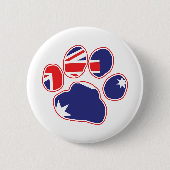 Badge Rond 5 Cm Empreinte de patte du drapeau australien (Devant)
