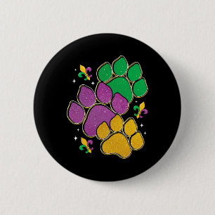Badge Rond 5 Cm Empreinte de patte Mardi Gras Amoureux des chiens 