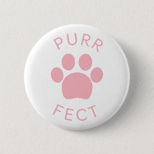 Badge Rond 5 Cm Empreinte de patte Pur Pink Parfait Chat