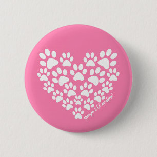 Badge Rond 5 Cm Empreinte de patte rose personnalisé