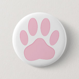 Badge Rond 5 Cm Empreinte rose Chien