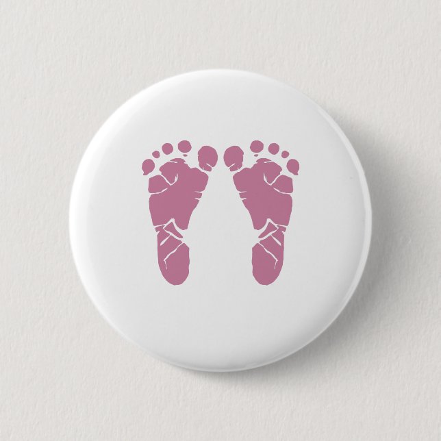 Badge Rond 5 Cm Empreintes de pas roses de bébé (Devant)