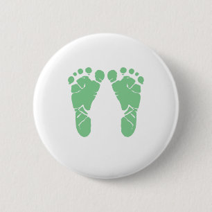 Badge Rond 5 Cm Empreintes de pas vertes de bébé
