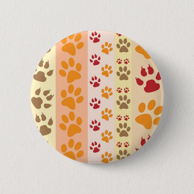 Badge Rond 5 Cm Empreintes de pattes Amoureux de les chiens mignon (Devant)