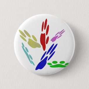 Badge Rond 5 Cm Empreintes de pattes de chien avec des pois