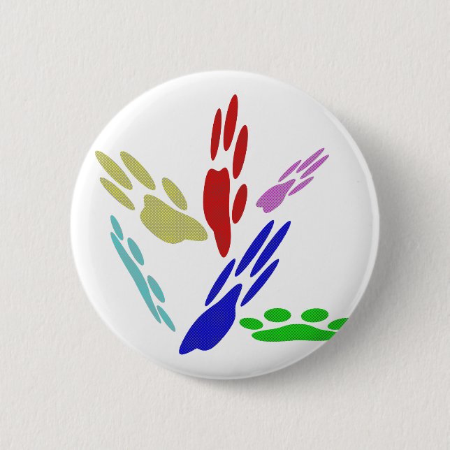 Badge Rond 5 Cm Empreintes de pattes de chien avec des pois (Devant)