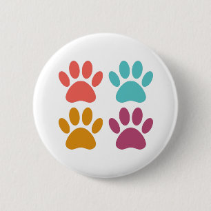 Badge Rond 5 Cm Empreintes de pattes de chiens cool