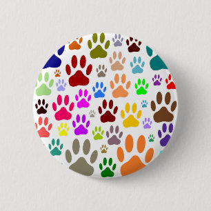 Badge Rond 5 Cm Empreintes de pattes de chiens partout