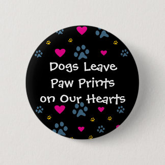 Badge Rond 5 Cm Empreintes de pattes de congé de chiens sur nos