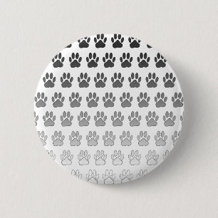Badge Rond 5 Cm Empreintes de pattes dégradés en noir et blanc et