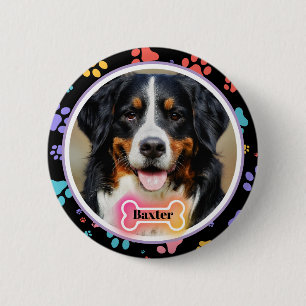 Badge Rond 5 Cm Empreintes de pattes Photo et nom de compagnie per