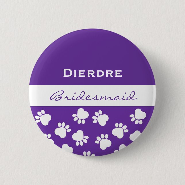Badge Rond 5 Cm Empreintes de pattes pourpres t V12 de demoiselle (Devant)