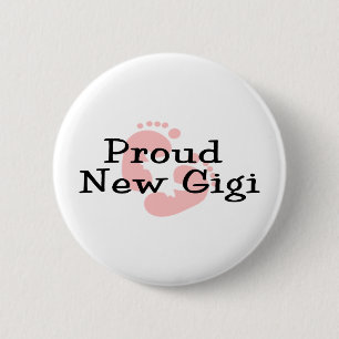 Badge Rond 5 Cm Empreintes de Pieds de Bébé Fille Fière Nouvelle G