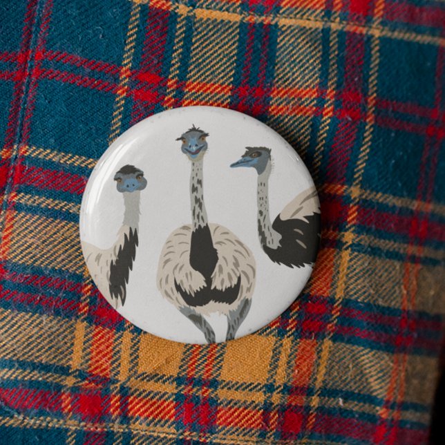 Badge Rond 5 Cm Emus Bird Lovers Illustré (Créateur téléchargé)