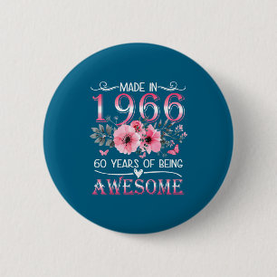 Badge Rond 5 Cm En 1966 Floral 60e Anniversaire 60