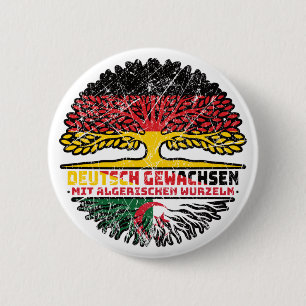 Badge Rond 5 Cm en algérien allemand Baum Racines