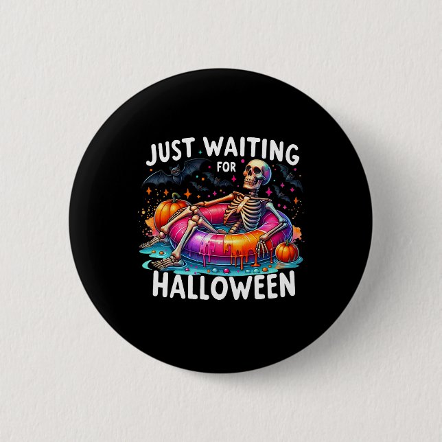 Badge Rond 5 Cm En Attente D'Halloween 1 (Devant)