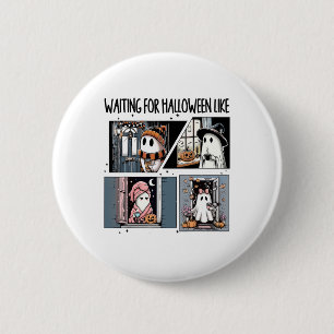 Badge Rond 5 Cm En Attente D'Halloween Comme Un Joli Ghost Coffee