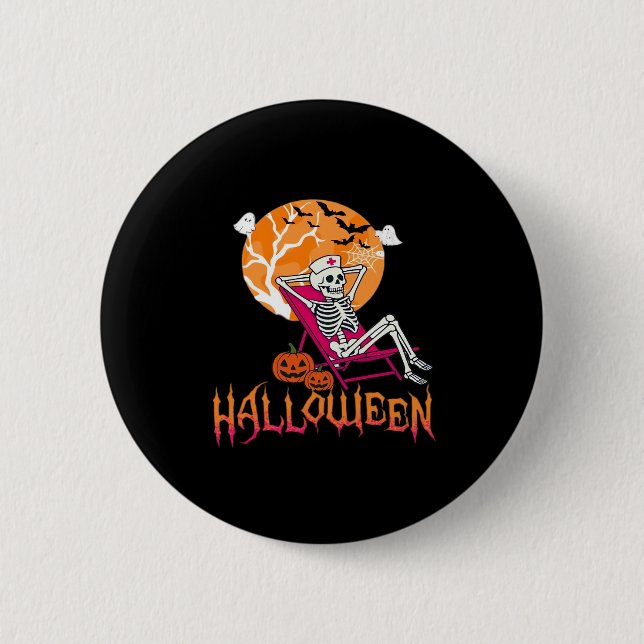 Badge Rond 5 Cm En Attente D'Halloween Infirmière D'Été Skeleton P (Devant)