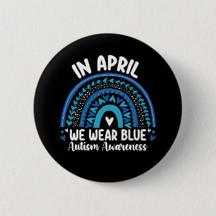 Badge Rond 5 Cm En Avril Nous Portons Du Bleu Ruban de la Sensibil