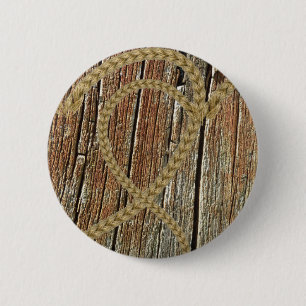 Badge Rond 5 Cm En bois romantique entrelacé de corde embrouillé