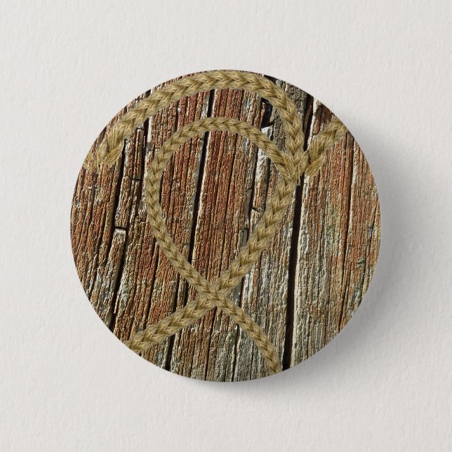 Badge Rond 5 Cm En bois romantique entrelacé de corde embrouillé (Devant)