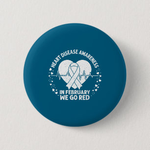 Badge Rond 5 Cm En février, allez ruban rouge sensibilisation aux