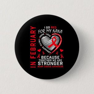 Badge Rond 5 Cm En février, je vais au rouge pour ma maladie cardi