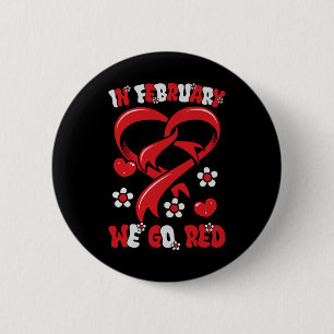 Badge Rond 5 Cm En Février Nous Allons Red American Heart Disease
