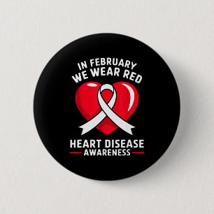 Badge Rond 5 Cm En février, nous portons du rouge Mois de sensibil