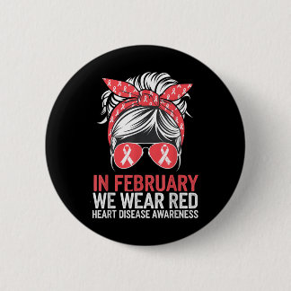 Badge Rond 5 Cm En Février, Nous Portons Le Rouge Pour Les Cherche