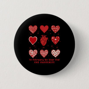 Badge Rond 5 Cm En Février Nous Portons Red Chd Sensibilisation au