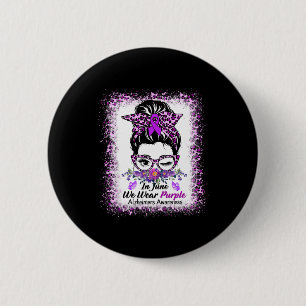Badge Rond 5 Cm En Juin Nous Portons Violet Alzheimer Sensibilisat