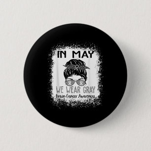 Badge Rond 5 Cm En Mai, Nous Portons Gris Cerveau Mois de sensibil