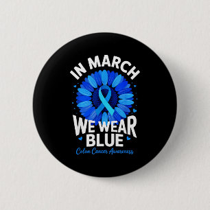 Badge Rond 5 Cm En mars, portez le ruban bleu colon cancer tournes
