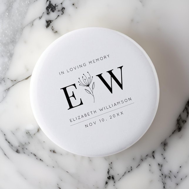 Badge Rond 5 Cm En Mémoire Amoureuse Mémorial Monogramme Moderne F (Créateur téléchargé)