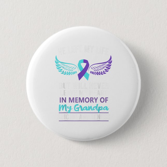 Badge Rond 5 Cm En Mémoire De Grand-Père Prévention Du Suicide (Devant)