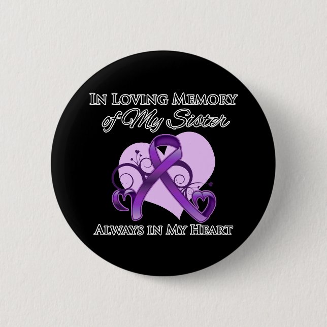 Badge Rond 5 Cm En mémoire de ma soeur - Cancer du Pancréas (Devant)