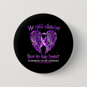 Badge Rond 5 Cm En Mémoire De Mon Mari L'Ange De Sensibilisation À