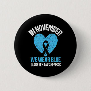 Badge Rond 5 Cm En Novembre Nous Portons Bleu Diabète Sensibilisat