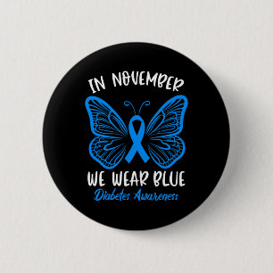Badge Rond 5 Cm En Novembre, nous portons Blue Diabetes Sensibilis